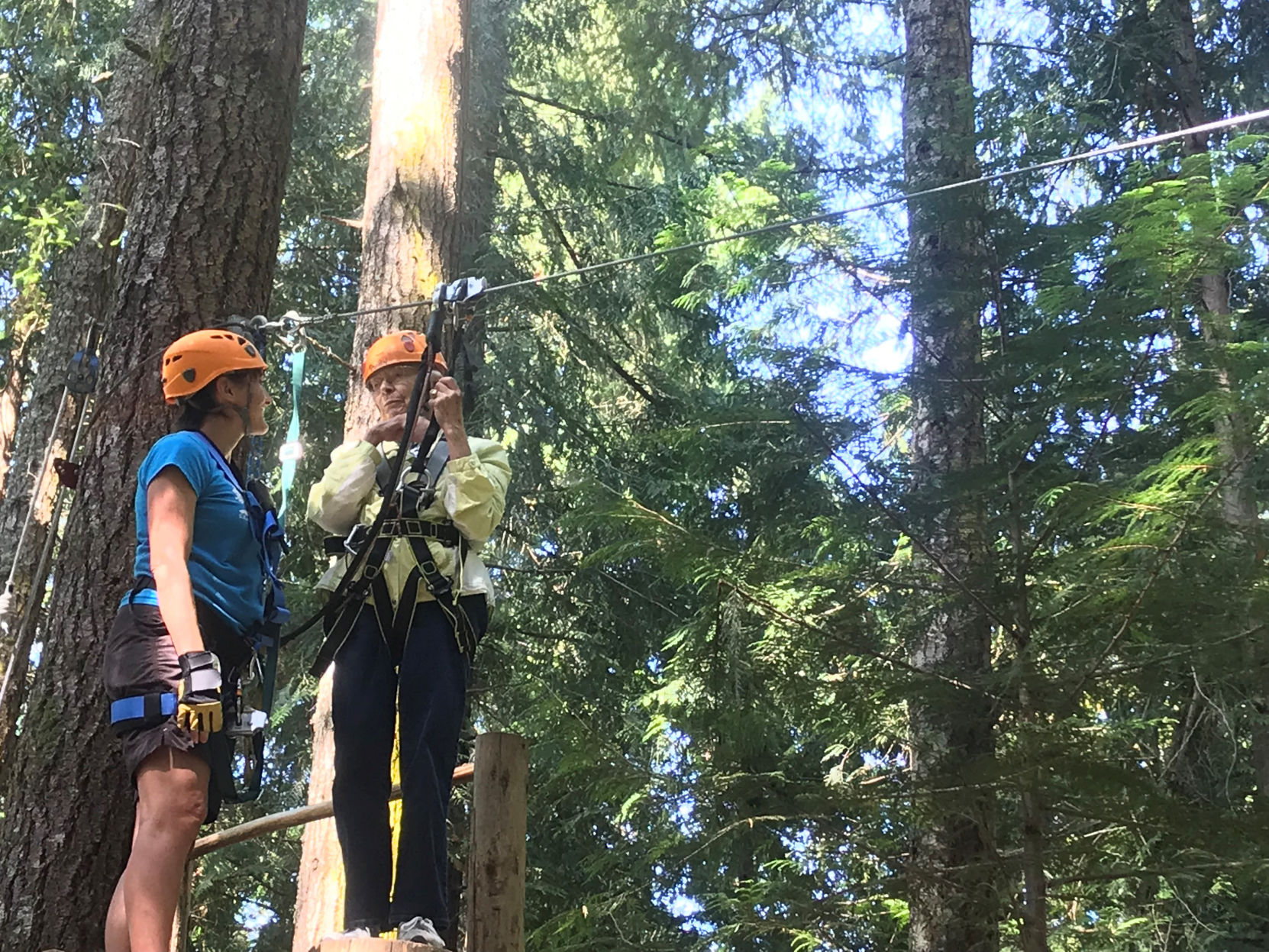 Thurston County Women Break Zipline Records at Ages 94 and 91